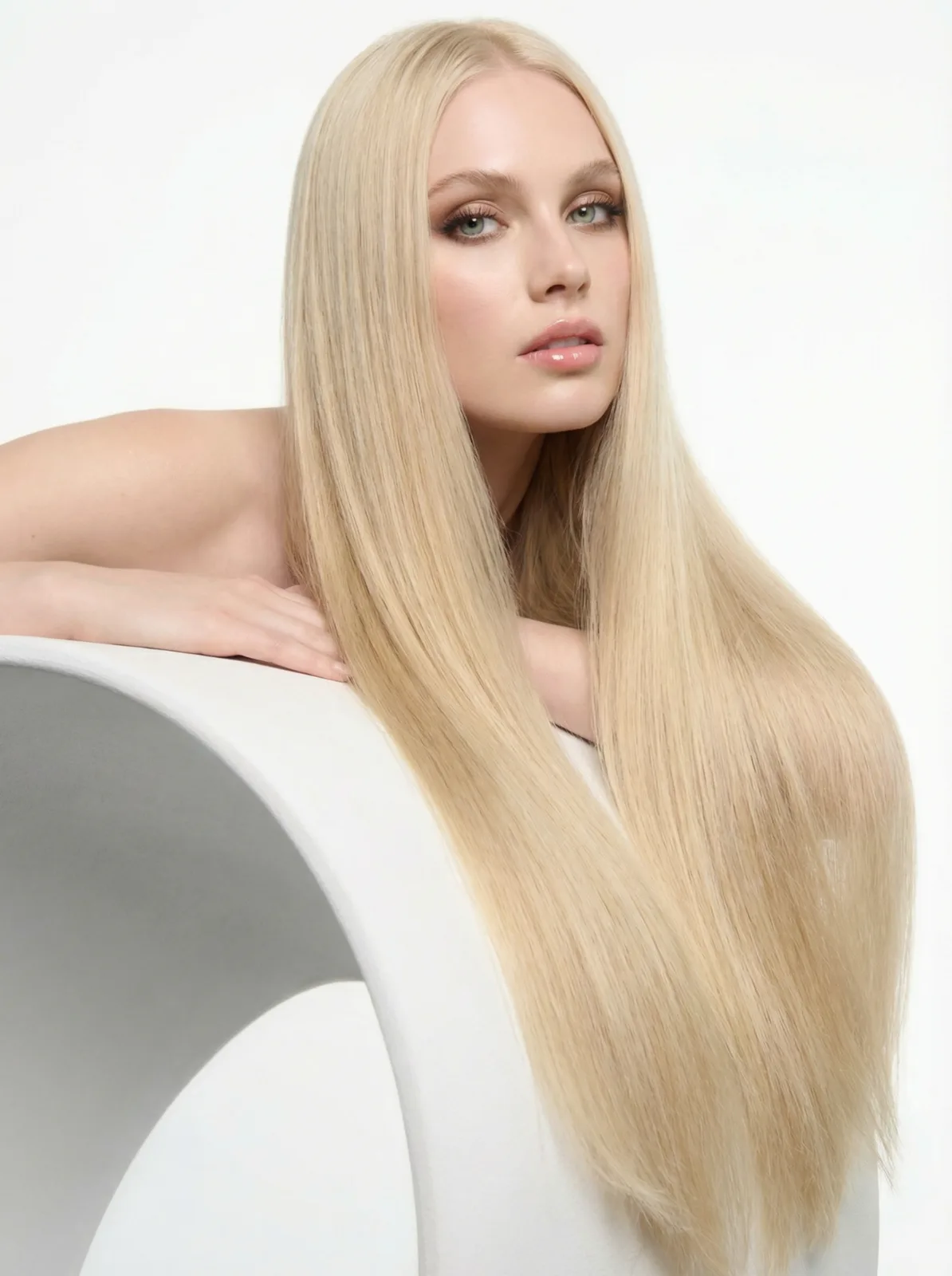 Modelo com cabelo brilhante após tratamento D.Riely Hair